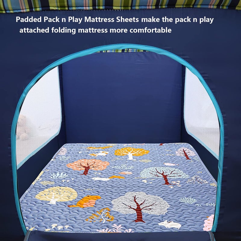 MIIMER Store Padded Pack n Play Sheets Breathable Thick Pack and Play Mattress Protector, Quilted 38x26” Playard Sheet Fitted for Graco, Portable Mini Cribs and Foldable Mattress Pad, Soft Playpen Mattresses Cover - Image 5